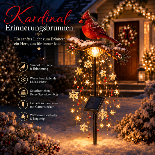 ❤️ Solar-Cardinal-Erinnerungsbrunnen™ – Gedenk-Gartenstecklicht