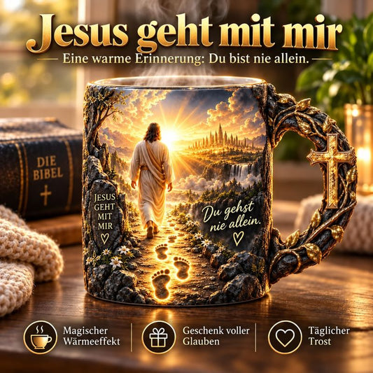 ✝️ Jesus geht mit mir™ – Thermoreaktiver Glaubensbecher | Du bist niemals allein