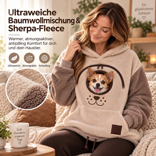 🐾 Cozy Pet Carrier Hoodie – eingebaute Tasche für Katzen & kleine Hunde