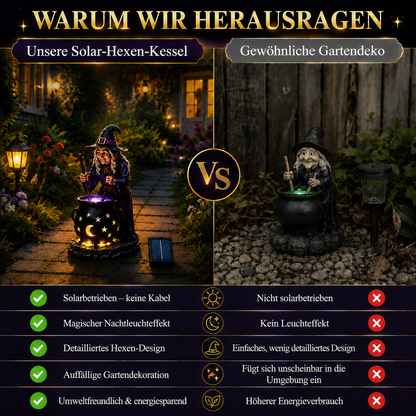 🧙‍♀️ᵐⁱⁿⁱ Halloween-Hexe mit leuchtendem Hexenkessel – Solarleuchte